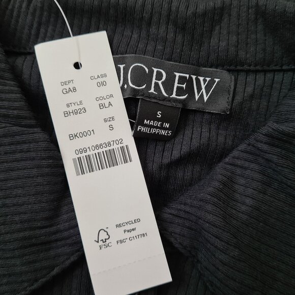J. Crew NWT Black Rib Henley Polo Top sz S - Picture 5 of 7